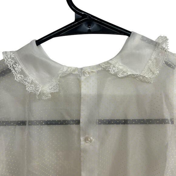 Sheer Vintage Party Dress Puff Sleeve Floral Lace‎ 1950s Girl XS - Picture 4 of 9